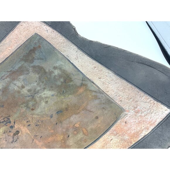 Signed Kimmberly Ioane 1992 Raku Ceramic Abstract Art Plate Wall Hanging Copper - Picture 12 of 14